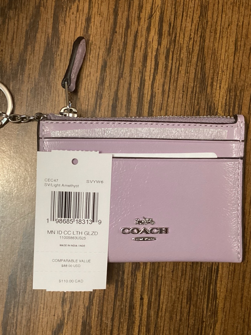 Coach Mini Skinny ID Case in Light Amethyst, NWT